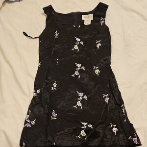 XOXO Black Dress with Purple Floral Accents